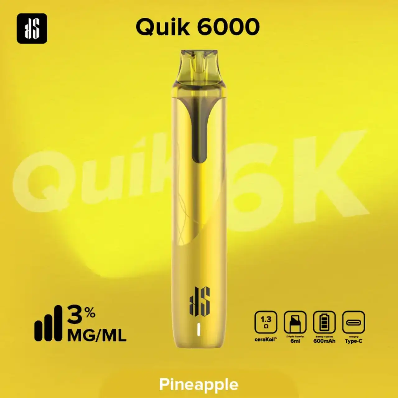 小黑条3代 KS Quik 6000口 ceraKoil™陶瓷芯 6毫升油仓浓郁还原 顺滑口感大口满足